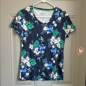 Croft & Barrow Navy Floral Short Sleeve Tee